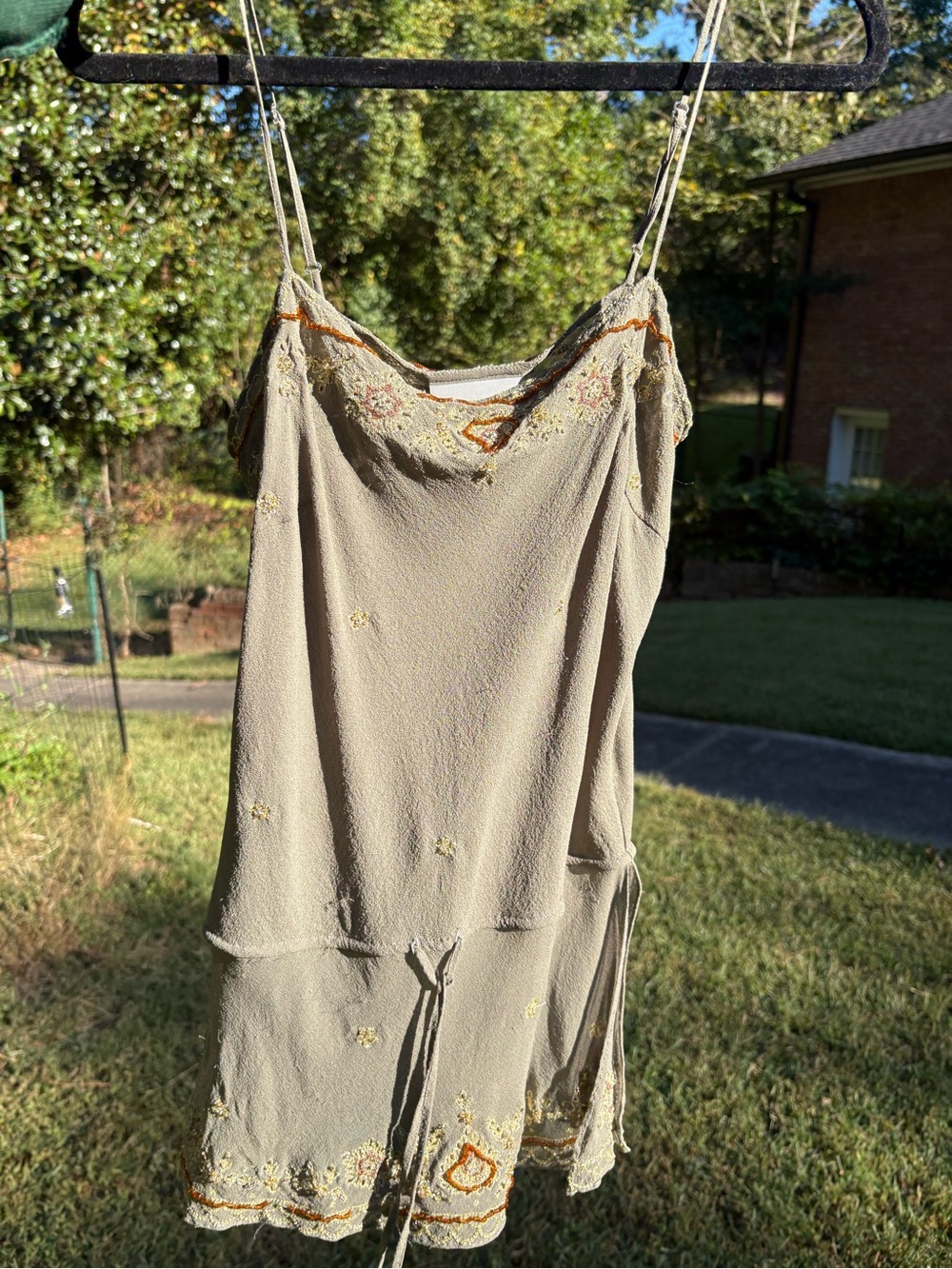 Gorgeous Green Silk Embroidered Tank